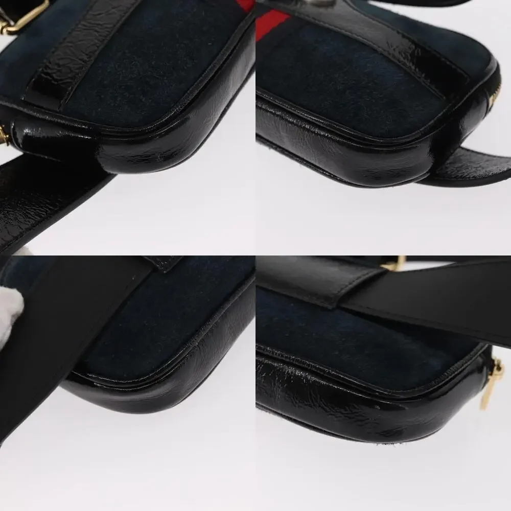 Gucci Suede Web Enamel Waist Bag Navy
